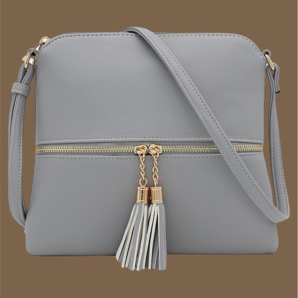 Lightweight Medium Crossbody Bag with Tassel - Picture 1 of 8